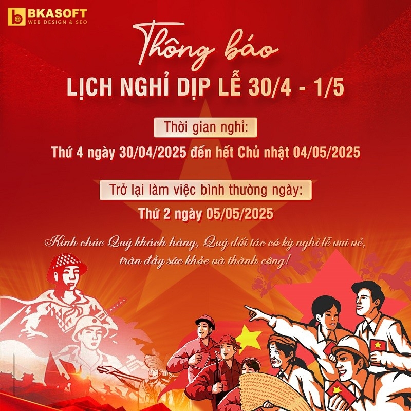 Thông báo lịch nghỉ lễ 30/04 và 01/05/2025